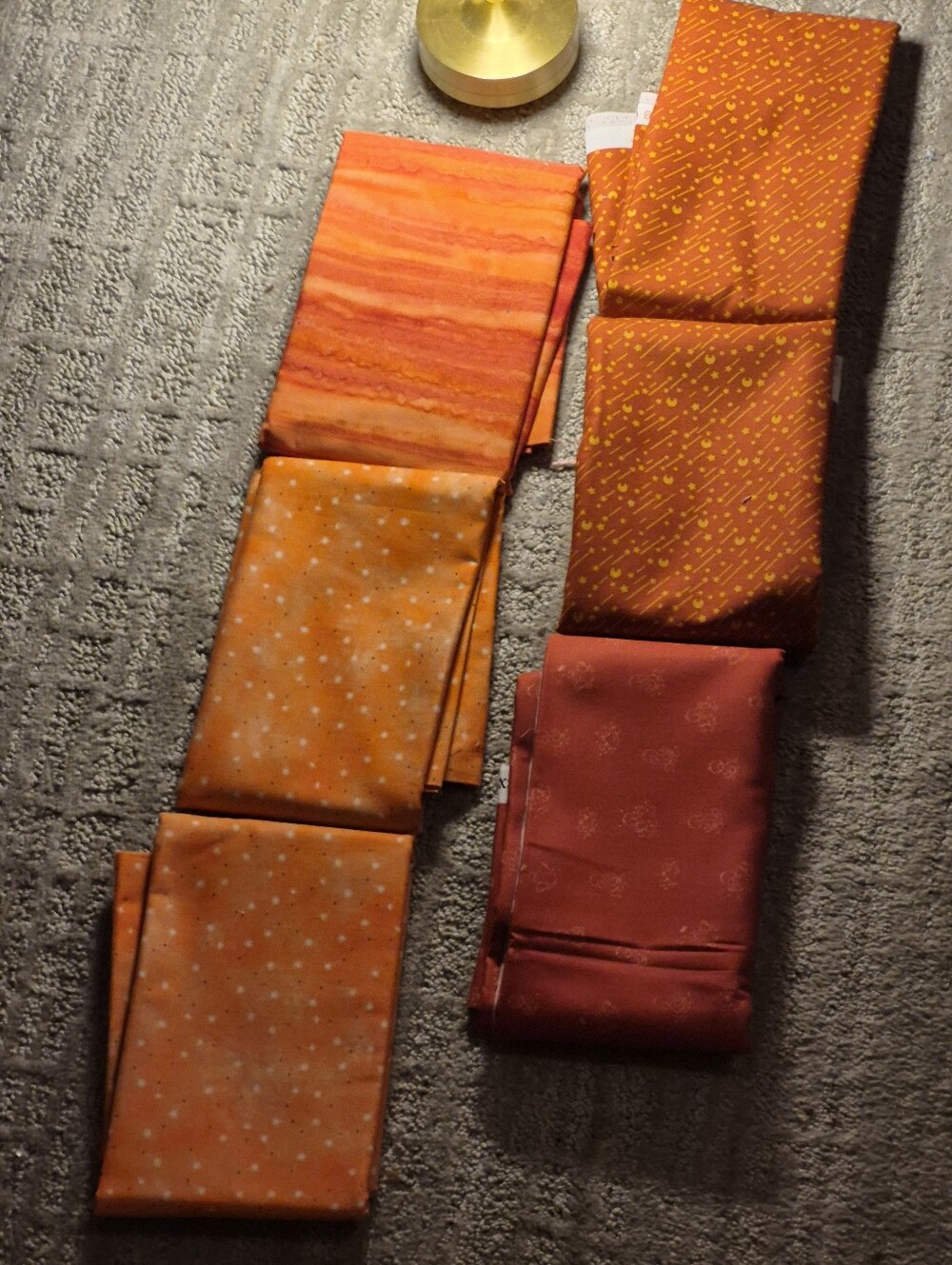 FABRIC!! Assorted Orange Fabric Bundle Lot 6 Separate One Yard Cuts ( 36x40 ish)